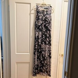 Zara Black and Pink Floral Maxi Dress